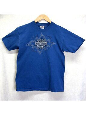 VTG 2009 Harley Davidson T-shirt Coeur d'Alene Idaho Lone Wolf HD Blue Men M #f